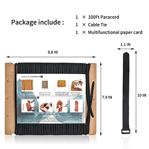 Psker 750 Paracord/Parachute Cord, 100Ft Nylon Rope, 12-Strand Core Tactical Paracord, Tough Utility Survival Cord Used For Camping, Hiking, Backpacking And Paracord Crafting #TOP1