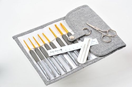 Gift SET TULIP ETIMO Cushion Grip Gold 8 Crochet Hooks Royal Silver TES-002