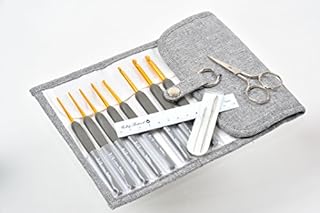 Gift SET TULIP ETIMO Cushion Grip Gold 8 Crochet Hooks Royal Silver TES-002