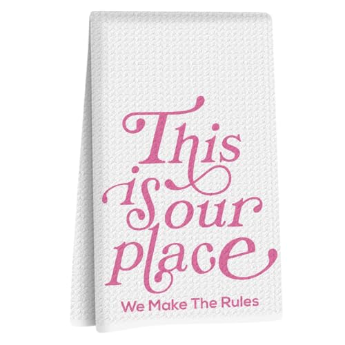 Image of Hanamiya Na This is Our Place We Make The Rules Hand Towels 24x14 Inch, Preppy Reusable Dish Towels for Kitchen Decor, Funny Waffle Weave Absorbent Hand Towel, Girly Gifts for Women Mom