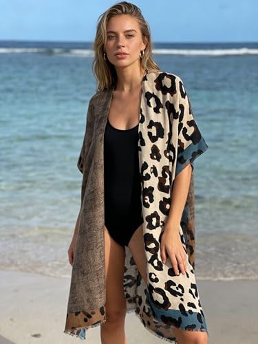 Image of Spicy Sandia Kimonos for Women Floral Beach Cover Up Loose Swimsuit Bathing Suit Coverup Cardigan for Summer Swimwear