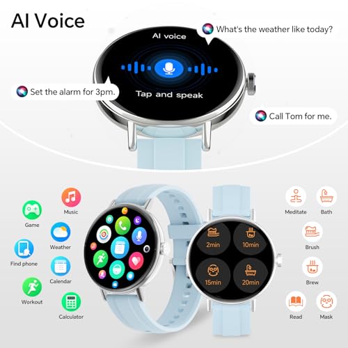 Image of Smart Watches for Men Women,Smartwatch for iPhone /Samsung /Android,(Answer /Make Call),1.57 inch HD 43mm Fitness Tracker with Heart Rate /SpO2 /Sleep Monitor,IP68 Waterproof,110+ Sport Mode,with 2 Bands