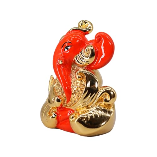 Image of Gold Plated Leaf Finish Ganesha | Ganpati Idol for Car Dashboard, Office Desk & Home Temple | Divine Blessings & Positivity | Height 2.5 Inch
