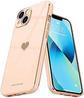 Teageo Etui do iPhone 13 uroczy wzór serca dla kobiet dziewcząt smukłe luksusowe błyszczące platerowanie miękkie TPU odporne na zarysowania odporne na wstrząsy etui na telefon do iPhone 13, lawenda