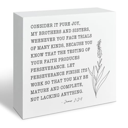 Christian Decor, Consider It Pure Joy Sign, Bible Verse Wood