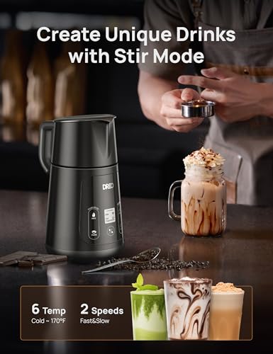 Image of DREO BaristaMaker Milk Frother, All-in-1, 27oz /800ml Hot /Cold Electric Foam Maker for Coffee, Latte Art-level Microfoam, Automatic Milk Warmer, Dairy /Plant-Based Milk, Dishwasher Safe, Black