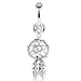 Dangling Dream Catcher Sexy Belly Button Navel Ring Body Piercing Dangle with Clear Gem and Surgical Steel Bar 14 Gauge 7/16" By Eg Gifts