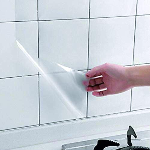 yutiriti Plastic Wall Furniture Tile Sticker, (70 x 45 cm, Transparent) Oil-Proof Temperature Resistant and Waterproof Transparent Wall Sticker (Polyvinyl Chloride) (Desg-25)