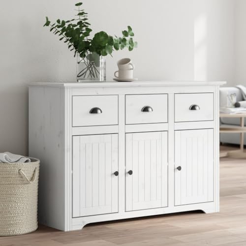 Genérico Aparador BODO Madera Maciza de Pino Blanco 115,5x44x80 cm,Aparadores-355065
