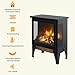 Electric Fireplace Heater - CSA/UL Certified, 3D Flame Effect, 1400W/700W Dual Heat, 400 Sq Ft Coverage, 3-Sided Panoramic View, Removable Feet & Safe for All Homes，Black