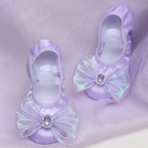 Girls Ballet Shoes Satin Dance Practice Slipper Soft Sole Ballerina Flat Yoga Gymnastics Shoes Toddler/Little/Big Kid2