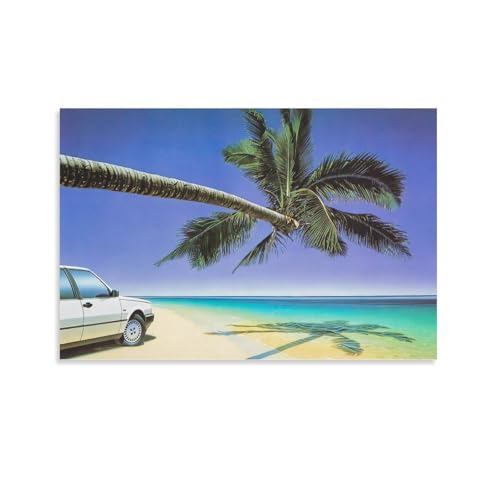Toile évasion tropicale Hiroshi Nagai poster voiture décoration murale salon 60 x 90 cm