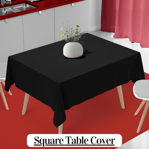 Elegant Event Essentials-Polyester Square Table Plain Cloth/Cover – For Home Décor Wedding Parties Dining Table Cafe Restaurant & Banquet- Stain & Wrinkle-Free-Washable 35 x 35 Inch Black - Image 3