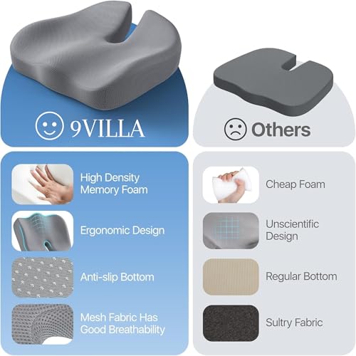 Image of Pro Coccyx Seat Cushion, Extra Large Memory Foam Cushion for Office Chair Cushions, Ergonomic Cushions Pad Pillow for Pressure Relief Sciatica & Pain Relief for Long Sitting (Black)
