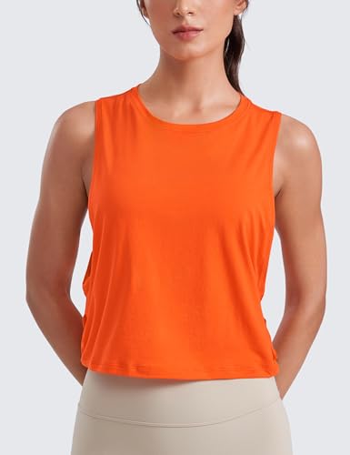 Image of CRZ YOGA Pima Cotton Dropped Armhole Tank | Workout, Naturally Soft, Loose Fit, Crop, Crewneck, Knotted Sides, Sleeveless Tops for Women