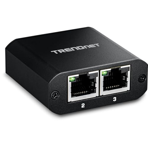 TRENDnet 2-Port Gigabit Splitter with USB Type C Power, TEG-102S, Splits One Network Connection Into Two, Ethernet Splitter, USB Type C Power Cable Included, NDAA & TAA Compliant