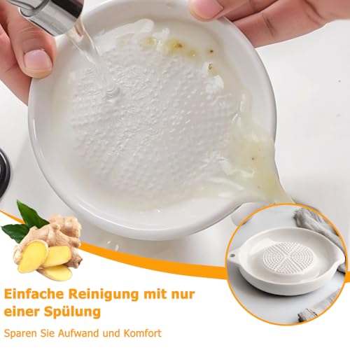 Keramik Reibe, Keramik Ingwer Reibe, Ngwer Knoblauch Reibe Keramikreibe mit Bürste für Familie Küche Apfelmus Zitrone Ingwer Saft Mahlen 11 x 9, 2 cm Weiß Orbicular