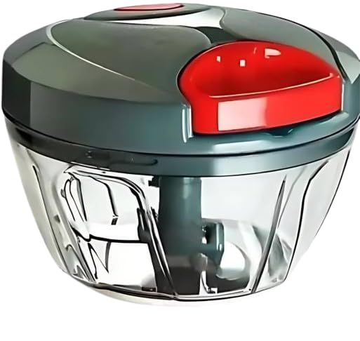 4 Steel Blade, powerful mini handy quick 450 ml Vegetable & Fruit Chopper Plastic Kitchen Dori Handy Vegetable and Fruit Manual Onion Dry Fruit Salad Maker Vegetable Quick String-image-2