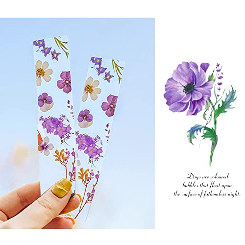 5Pcs Flowers Bookmark Pet Transparent Plant Floral Bookmarks Flower Page Marker Chrysanthemum Book Markers Purple Flower Book Mark Bookmarks For Kids Women Teacher Students Gifts #TOP4