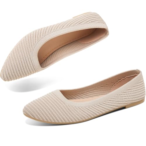 ALTOCIS Womens Knit Ballet Flats Ladies Comfortable Pointed-Toe Dressy Shoes Casual Soft Flat Shoes...
