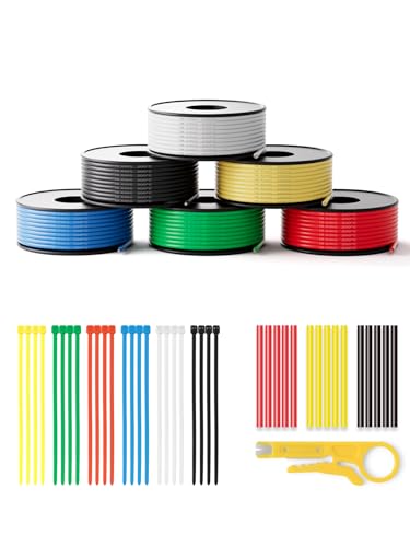 PUDKLE 18 Gauge Wire 98ft,Stranded Silicone Electrical Wire Spool 18 AWG,16.4ft/5m 6 Colors,Flexible Tinned Copper Hook up Wire Kit for LED,RC Models,DIY Projects,Electrical Wiring,Automotive,200°C