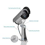 Equay-Fake-Security-Camera-Dummy-CCTV-Surveillance-System-with-Realistic-Red-Flashing-Lights-and-Warning-Sticker-1-Silver