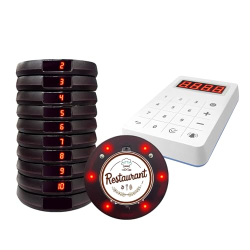 Vexorium Pager Rufsystem 400M Pager Gastronomie 10 Pagers 300mAh Akku 999 Kanäle Einfach zu Bedienen für Restaurants Imbisswagen Kirchenkindergärten Cafés Bar
