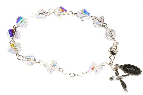 Catholic Woman Rosary Bracelet Made with Gemstone, Austrian Crystal, Glass OR Sport Beads