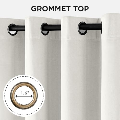 Image of Joydeco White 100% Blackout Curtains 90 Inch 2 Panels, Luxury Thermal White Velvet Curtains for Bedroom Living Room, Soundproof Blackout Window Drapes, Grommet Top (52W x 90L)