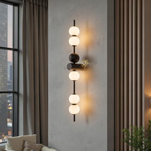 Image of Glowave Modern Vertical Multi Acrylic Ball Lights with Sleek Metal Body - Tricolor (603 /BK)