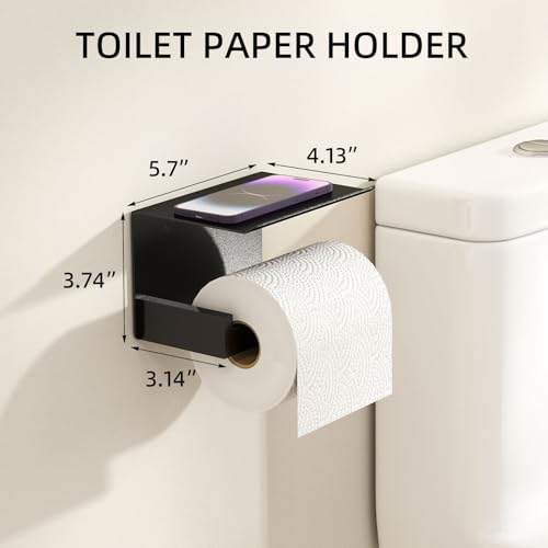 Matte Black Bathroom Accessories Set 4-Pieces, Towel Racks for Bathroom 24Inch Towel Bar, Towel Ring, Towel Hooks, Toilet Paper Holder with Shelf, Stainless Steel Wall Mounted Bathroom Hardware Set - Image 3