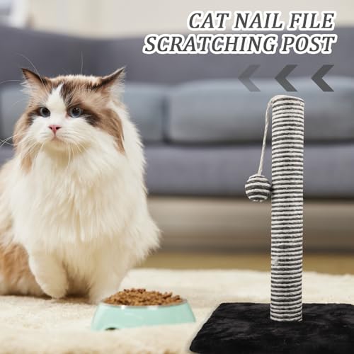 Rascador vertical para gatos con cuerda de sisal y bola colgante miniatura 6