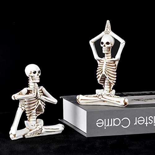 Conjunto de 4 Figuras Decorativas Yoga Skeletons Blanco miniatura 4