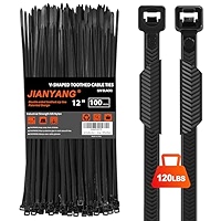 Heavy Duty 24-Inch Zip Ties - 500 LBS Tensile Strength, 50 Pack Black Cable Ties