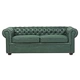Beliani Sofá Chesterfield tapizado en Piel sintética Verde...