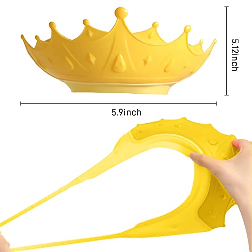 Funupup 2 Pack Baby Shower Cap For Kids, Adjustable Toddler Hair Washing Bathing Cap Shield Baby Shower Visor Shampoo Cap Protect Baby Eyes（Crown Pink+Yellow) #TOP2