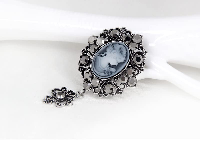 Image of lureme Vintage Elegant Victorian Lady Beauty Cameo with Crystal Brooch Pin (br000017)