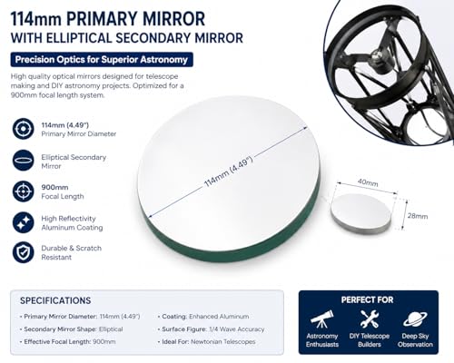 Image of Anand Traders 114mm Dia,700mm Focal Length Reflector Telescope Mirror with Secondary Mirror.