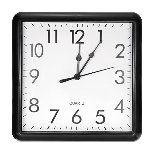PATIKIL 9x9 Inch Wall Clock, Quartz Battery Operated Silent Non-Ticking Square Wall Clocks for Office Bedroom Decorative, Black