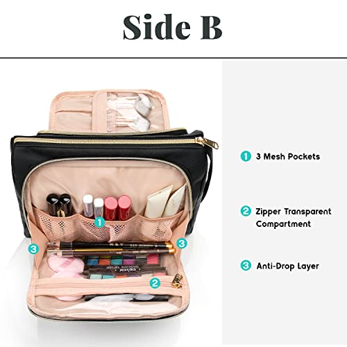 CUBETASTIC Travel Makeup Bag - Large Makeup Pouch Waterproof & Portable Cosmetic Organizer Bag PU Leather Zipper Pouches for Women and Girls3