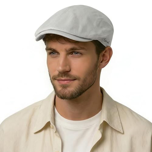 ZLYC Hombre Verano Algodón Ligero Respirable Boina Newsboy Casquillo Plano(Gris)