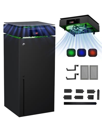 Image of DEPGI Cooling Fan for Xbox Series x, Featuring Automatic Fan Speed Adjustment Based on Temperature, LED Display Screen, Low Noise, Easy Installation, 3 speeds, with RGB LED
