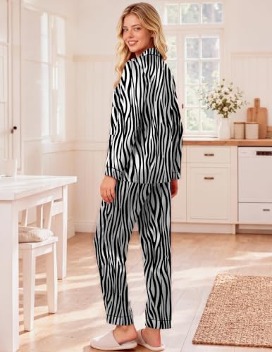 Ekouaer Silk Pajamas for Women Sets Long Sleeve Button Down Pjs - image 3