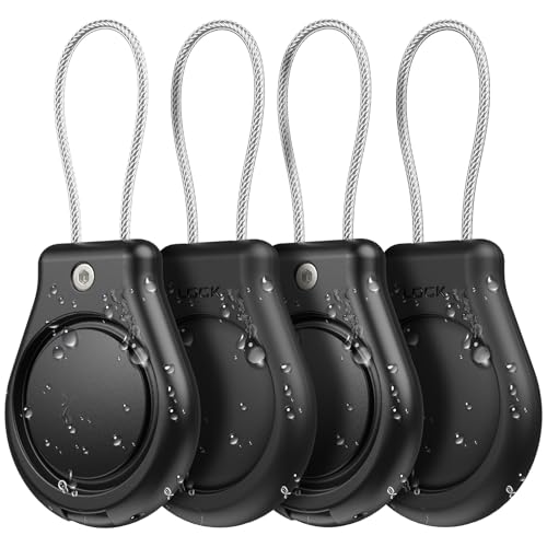 Porte-clés étanche avec câble métallique pour bagage et AirTag - Lot de 4