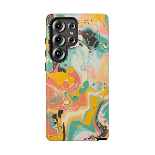 Coque Samsung S25 Ultra turquoise finition brillante art fluide