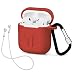 LIKDAY AirPods Case with Strap Protective Silicone Cover with Carabiner for Apple Airpods Accessories ( Red )