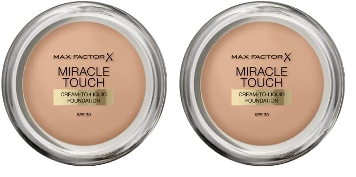 Max Factor Miracle Touch, Base de maquillaje, Tono: 75 Golden (Pieles Medias) - 11.5 gr (Paquete de 2)
