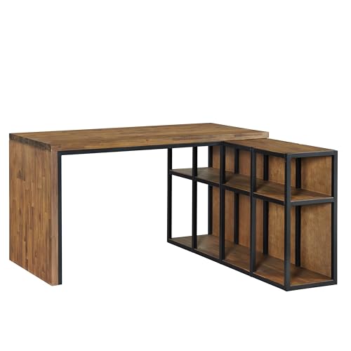 Lloyd 55 in. W Corner Desk with Storage Credenza, Natural