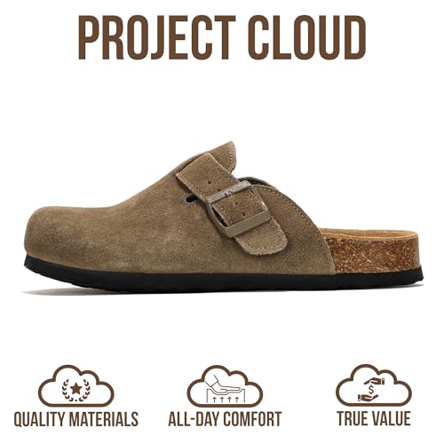 Image of Project Cloud 100% Genuine Leather Footbed Clogs for Women - Memory Foam Arch Support Slippers for Women - Trendy Slip-ons Women's Mules & Clogs Sandals