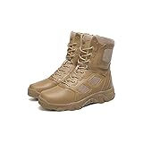 TYUIOKJU Botas para hombre, botas para hombre, zapatos de senderismo al aire libre, botas tácticas de campo, botas militares, zapatos de trabajo, camping, senderismo, botas de nieve para mujer (beige,